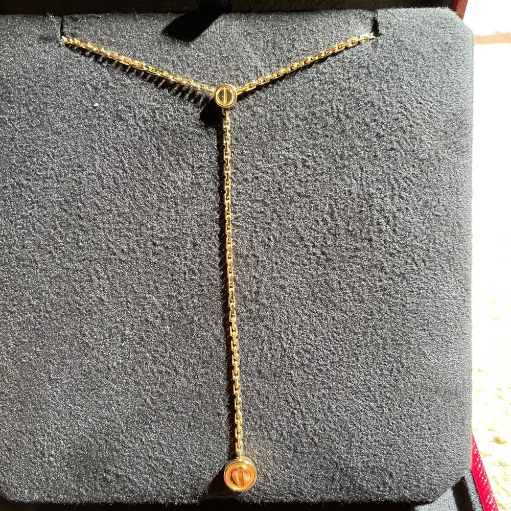 18k YG Cartier LOVE drop necklace